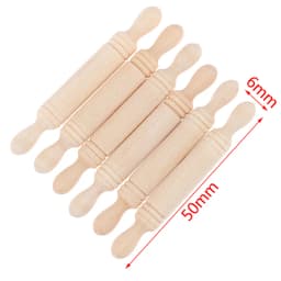 6pcs/set 1:12 Dollhouse Miniatures Wood Rolling Pin Model Kitchen Accessories