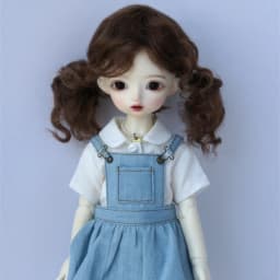 Fjusuns  JD816 Full Sizes  Soft Messy Baby Curly Twins Pony Mohair BJD Doll Wigs
