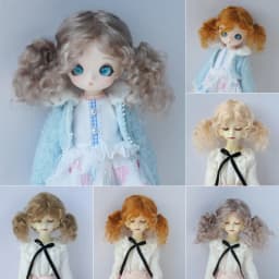 Fjusuns  JD816 Full Sizes  Soft Messy Baby Curly Twins Pony Mohair BJD Doll Wigs