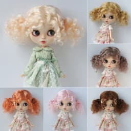 Fjusuns  JD816 Full Sizes  Soft Messy Baby Curly Twins Pony Mohair BJD Doll Wigs