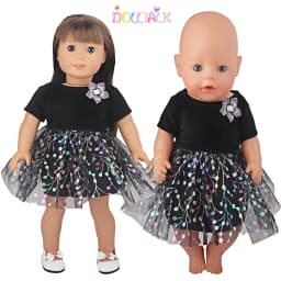 Black Doll Mesh Skirt,Dress, Princess Skirt,Prom Skirt Clothes For American 18 Inch& OG,43 cm Baby New Born Girl Doll Toy
