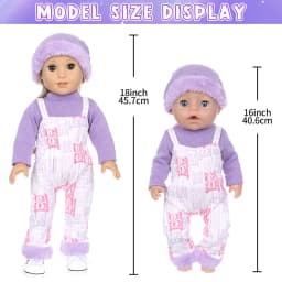 Doll Clothes Set for 18inch 45cm Rebirth Doll Purple Plush Hat Rompers Toy Baby Doll Dress Up Party Soothing Toy Girl Gift