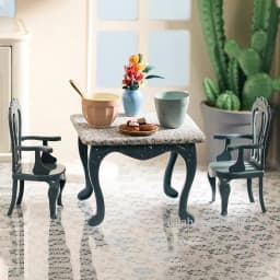 1:6 Dollhouse Miniature Items Mini Nordic Iron Square Table and Chair Set Model for Dollhouse Furniture Decoration Accessories