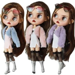 Fit for Blythe Doll Clothes Fur Coat Skirt for Ob24 Ob22 Azone Doll Winter Outfit Stocking
