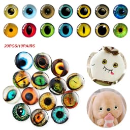 20pcs/10pairs New 6mm-20mm Eyes Crafts Eyes Crystal Plastic Glitter Crystal Eyes Puppet Crystal Eyes DIY Doll Accessories