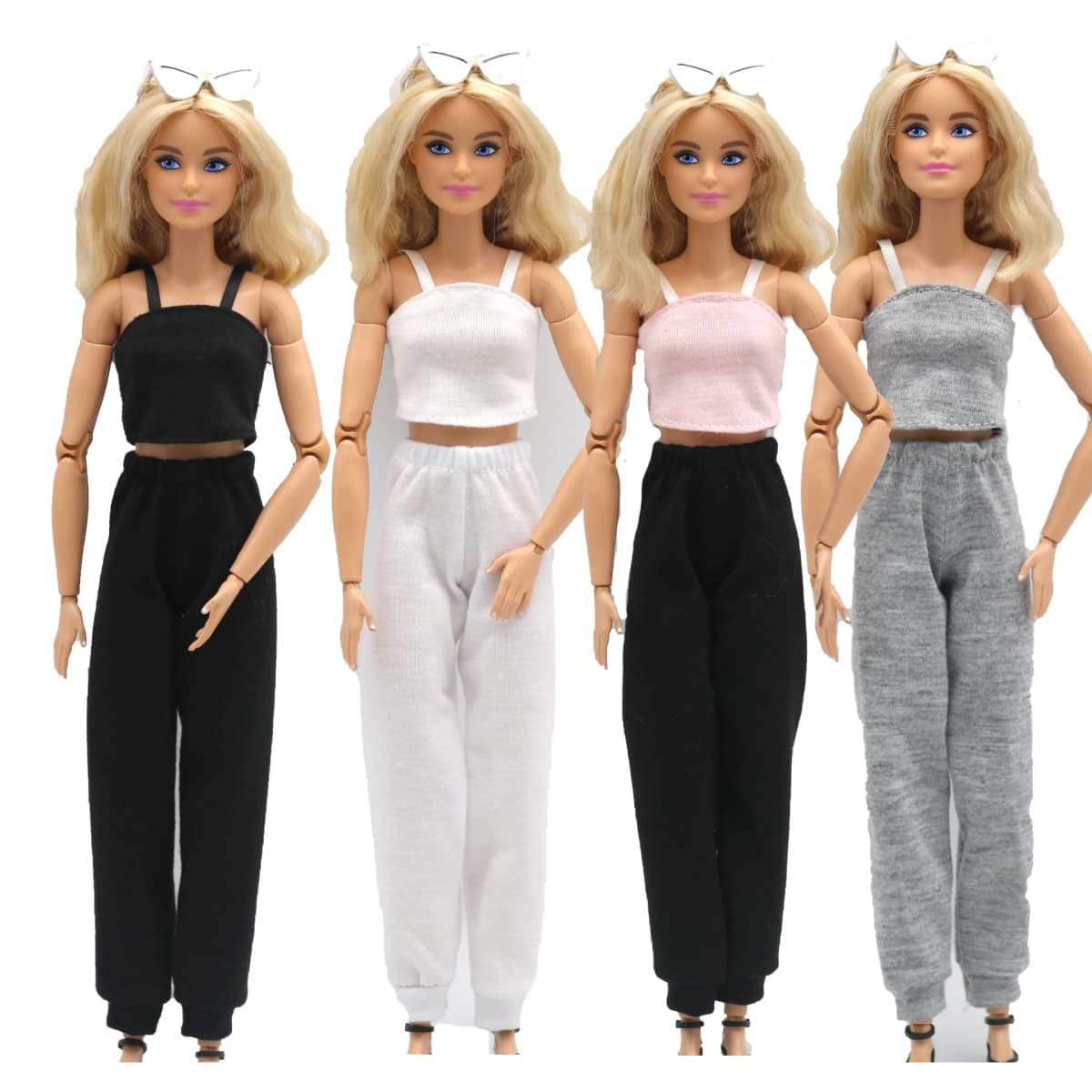 New 30cm 1/6 Doll Suspender Top and Sweatpants Set Daily Wear Accessories Clothes for Barbies Doll