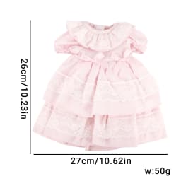 Pink Color Princess Doll Dress for American 18 Inch Girl Dolls, Lace Skirt and Hairband, Cute, 43cm Baby, Newborn, OG Girls Doll