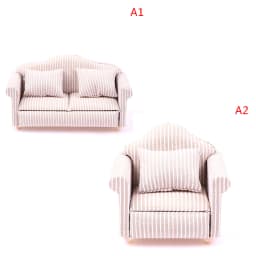 1:12 Mini Dollhouse Furniture Sofa with Pillow Simulation Miniature Living Room Chairs Kids Pretend Play DIY Doll House Decor