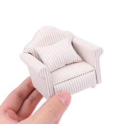 1:12 Mini Dollhouse Furniture Sofa with Pillow Simulation Miniature Living Room Chairs Kids Pretend Play DIY Doll House Decor