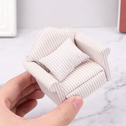 1:12 Mini Dollhouse Furniture Sofa with Pillow Simulation Miniature Living Room Chairs Kids Pretend Play DIY Doll House Decor
