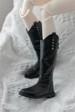 In Stock BJD Shoes 68 70cm Leather Matte Black Pointy Mid-calf Boots Rivet Studded Thigh-high Boots BJD Doll Accessories