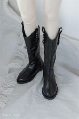 In Stock BJD Shoes 68 70cm Leather Matte Black Pointy Mid-calf Boots Rivet Studded Thigh-high Boots BJD Doll Accessories