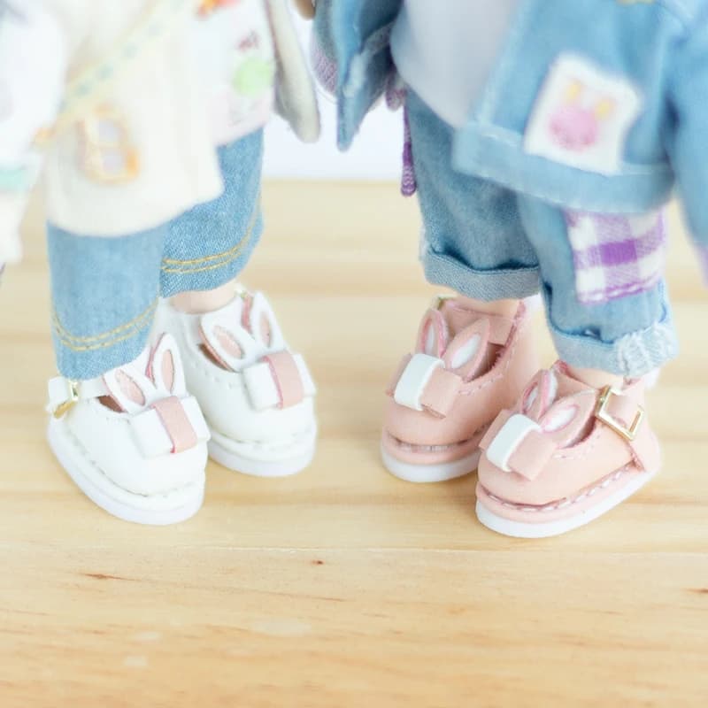 Ob11 Dolls Bunny Shoes Accessories Cute Rabbit Pink White Doll Shoes With Rabbit Ear For Ob11,Obitsu 11,Molly, Gsc,1/12 Bjd Doll