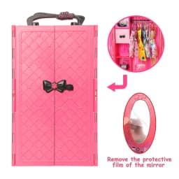 73pcs Set Doll Accessories Playsets Include Wardrobe Shoes Rack Evening Dress Fashion Top and Pants Necklace Christmas Gift