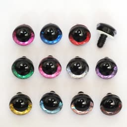 20pcs 9/12/14/16/18/20/25/30/35/40mm clear trapezoid plastic safety toy eyes + glitter Nonwovens -Can choose size and color