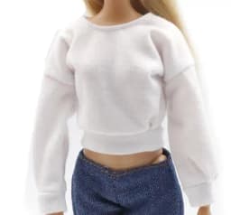 1/6 Doll Clothes Long-sleeved Sweater Pants Denim Grid Daily Wear Accessories Dress Up for Barbie Girl Gift