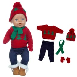 2023 New Christmas Sweater Set Fit For 43cm Baby Doll 17 Inch Reborn Baby Doll Clothes, Shoes are not included