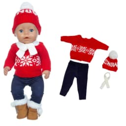 2023 New Christmas Sweater Set Fit For 43cm Baby Doll 17 Inch Reborn Baby Doll Clothes, Shoes are not included