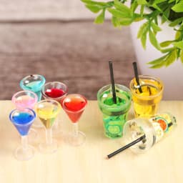 Mini Fruit Tea Cocktail Doll DIY Resin Scene Model Miniature Food Play Set Toy Doll Decoration DollHouse Accessories