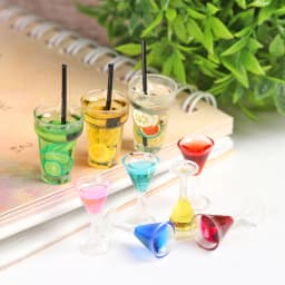 Mini Fruit Tea Cocktail Doll DIY Resin Scene Model Miniature Food Play Set Toy Doll Decoration DollHouse Accessories
