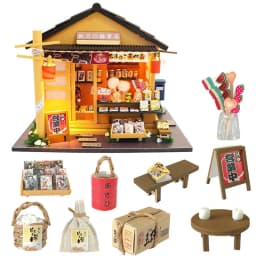 3D Wooden Dollhouse Japanese Style Grocery Store Miniaturas with Furnitures DIY Doll House Kit Toy for Children Brithday Gift