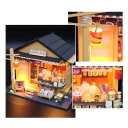 3D Wooden Dollhouse Japanese Style Grocery Store Miniaturas with Furnitures DIY Doll House Kit Toy for Children Brithday Gift
