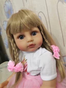 Latest Golden Sticked Hair Wig for 22inch Reborn Doll Long Strainght hair for 48-55cm Silicone Reborn Baby Dolls Hair Wig DIY