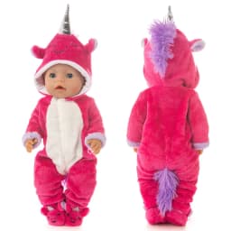 Baby Doll Rompers Slippers for 18 Inch Girl Doll Clothes Unicorn Pajama Set for Toys Doll Wear