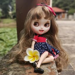 ICY DBS Blyth Doll outfit dress dress white shirt black pants red bow toy clothes