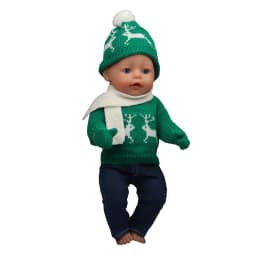 43 Cm Baby New Born Doll Clothes Wool Cute Santa Claus, Tree, Elk Christmas Clothes Suit For American 18 Inch Girl Doll Toy Gift