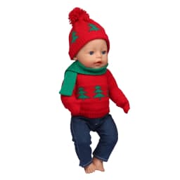 43 Cm Baby New Born Doll Clothes Wool Cute Santa Claus, Tree, Elk Christmas Clothes Suit For American 18 Inch Girl Doll Toy Gift