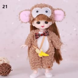 Cute Lace Doll Dress Top Jumpsuit Cartoon Animals Miniature Hat Suit For Ob11 16~17cm Doll Clothes Accessories