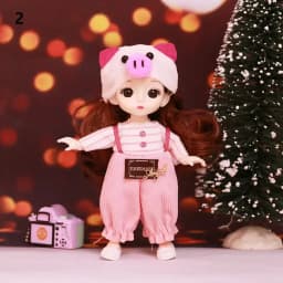 Cute Lace Doll Dress Top Jumpsuit Cartoon Animals Miniature Hat Suit For Ob11 16~17cm Doll Clothes Accessories