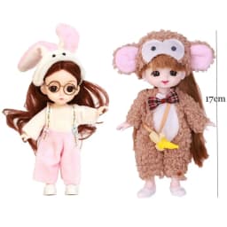 Cute Lace Doll Dress Top Jumpsuit Cartoon Animals Miniature Hat Suit For Ob11 16~17cm Doll Clothes Accessories