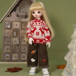 New Handmade 30cm Bjd Doll Christmas Sweater Clothes With Elk Pattern 1/6 Bjd Doll Casual Pants For 12 Inch, 1/6 Yosd Bjd Doll