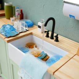 NEW 1/6 Scale Miniature Kitchen Sink Lavatory Wash Basin Faucet for Blyth Barbies Dollhouse Furniture Toys Accessories
