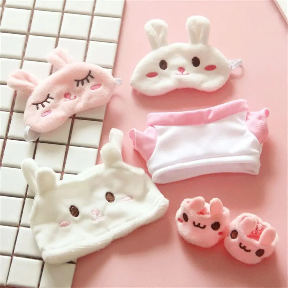 20CM Doll Clothes Tops Cute Bear Overall Soft Eyeshade Mask Rabbit Ear Mini Shoes For Korea Idol Dolls Accessories