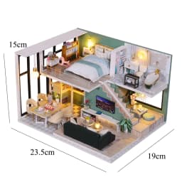 DIY Wooden Doll House Handmade Duplex Apartment Production 3D Puzzle Assembly Building Duplex Apartment Model Toy Birthday Gifts