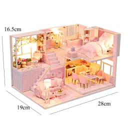 DIY Wooden Doll House Handmade Duplex Apartment Production 3D Puzzle Assembly Building Duplex Apartment Model Toy Birthday Gifts