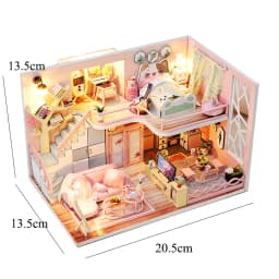 DIY Wooden Doll House Handmade Duplex Apartment Production 3D Puzzle Assembly Building Duplex Apartment Model Toy Birthday Gifts