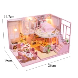 DIY Wooden Doll House Handmade Duplex Apartment Production 3D Puzzle Assembly Building Duplex Apartment Model Toy Birthday Gifts