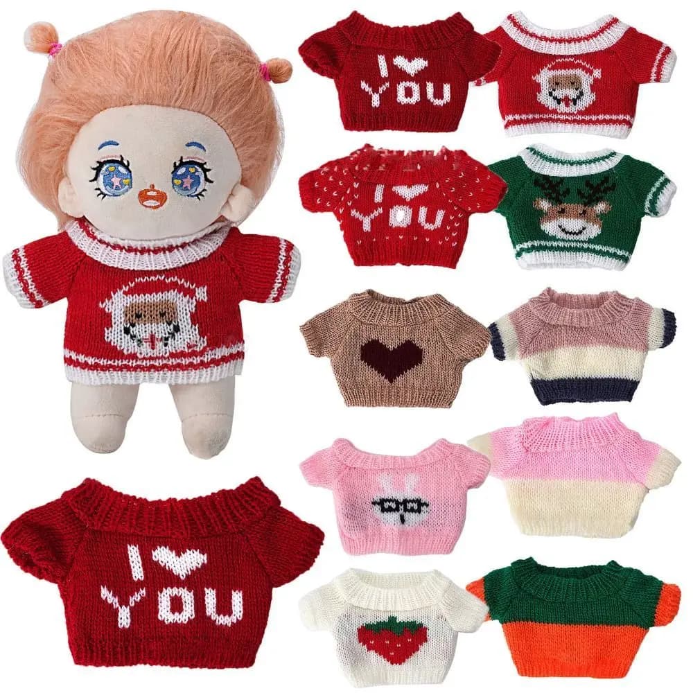 20CM Doll Clothes Knitted Sweater Christmas Style Cute Tops Valentine's Day Love Coat Winter Warm For Idol Dolls Accessories Toy