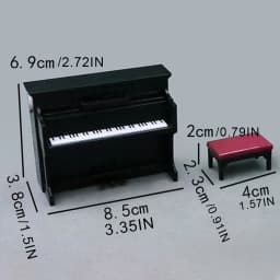 1:12 Miniature Piano Dollhouse Accessories, Mini Simulation Piano Replica With Stool And Music Score Black Photo Props Birthda