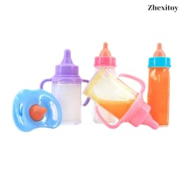 Zhexitoy Disappearing Dolls Feeding Bottles Sets including Nipple、Milk and Juice Bottle, Baby Doll Accessories, Kids Gifts