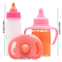 Zhexitoy Disappearing Dolls Feeding Bottles Sets including Nipple、Milk and Juice Bottle, Baby Doll Accessories, Kids Gifts