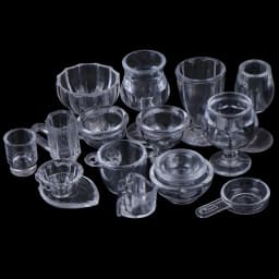 17Pcs/Set 1:12 Dollhouse Miniature Transparent Tableware Set Model Kitchen Accessories For Doll House Decor Pretend Play Toys