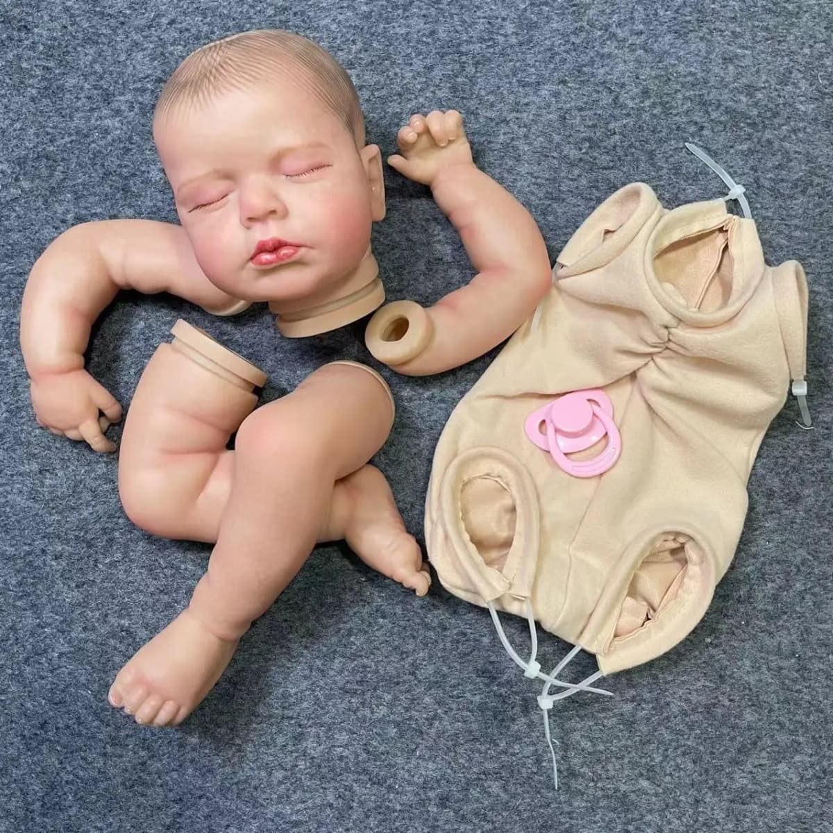 19Inch Already Painted Reborn Doll Kit LouLou Sleeping 3D Painted Skin High Quality Unassembled Handmade Reborn Baby Doll Parts