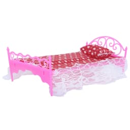 2 Set/ Pack Fashion Pink 1:6 Doll Furniture Lace Bed Sheet Make up Table Chair Bedroom Accessories for 11.5'' Doll Kids Toy Gift