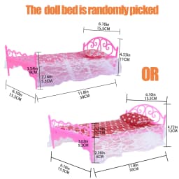 2 Set/ Pack Fashion Pink 1:6 Doll Furniture Lace Bed Sheet Make up Table Chair Bedroom Accessories for 11.5'' Doll Kids Toy Gift