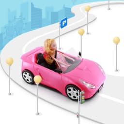 61/1pcs Set Cool 2-Seater Vehicle Pink Car with Stylish Travel Clothes and Accessories for Doll Christmas Gift,Dollhouse